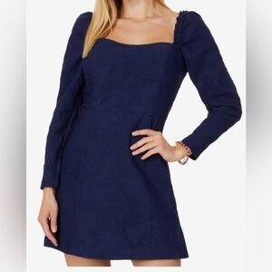 LILLY PULITZER Ivanna Long Sleeve Romper True Navy Caliente Pucker size 00